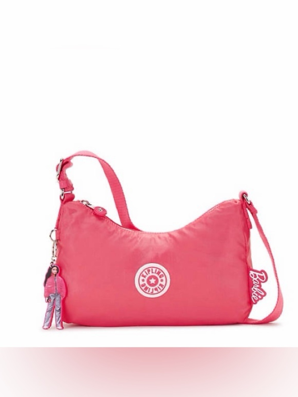 Kipling X Barbie AYDA Shoulder Crossbody Bag Lively Pink W/Barbie Keychain NWOT - Picture 2 of 5